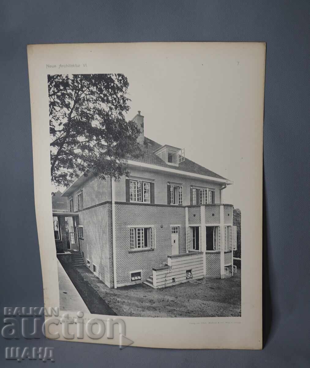 1900 Βιέννη αρχιτεκτονική λιθογραφία οικιστικού κτιρίου σπιτιού