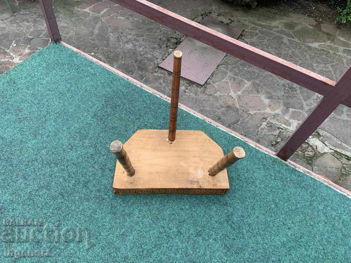 СТОЛ СТОЛЧЕ  МАСИВ ДЪРВО СТАРИННО ТРИКРАКО ПИРОГРАФ - 6