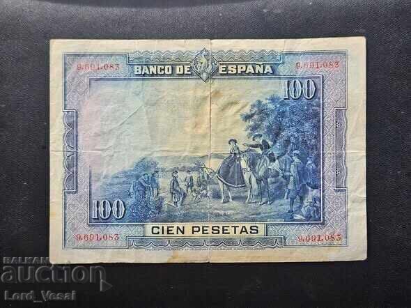 100 Pesetas 1928 XF (varianta rară) cu preț € 11.00 | 21.51 BGN