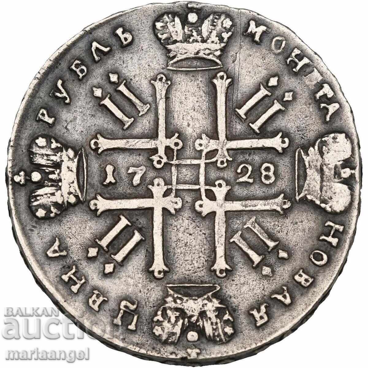 1 Рубла 1728 Русия Петър II (1727-1730) Москва 26,79г сребро с цена € 999.00 | 1953.88 лв.