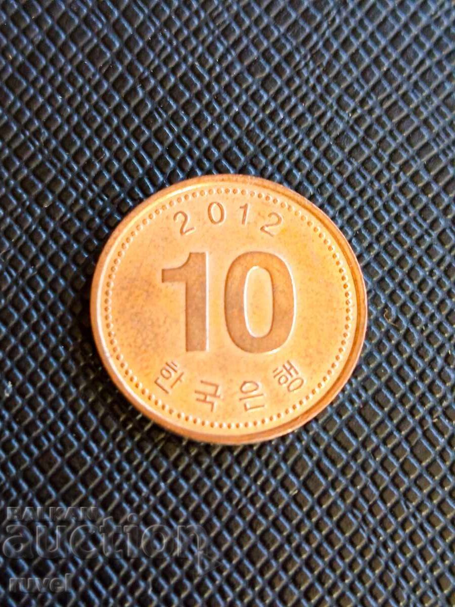 Южна Корея 10 вон, 2012 г.