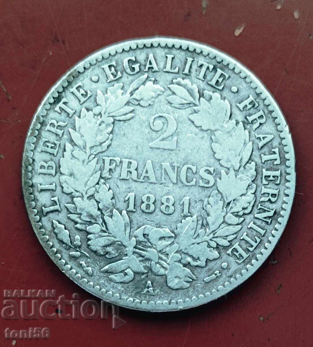 Franța 2 franci 1881