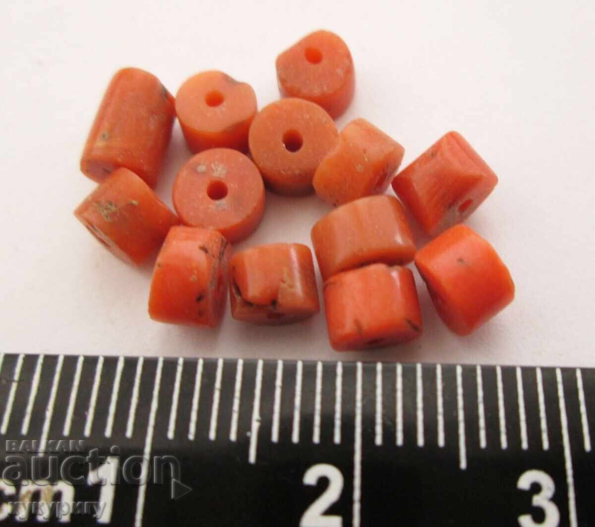Lot de 13 mărgele din coral roșu natural, piese pentru bijuterii vechi - 6