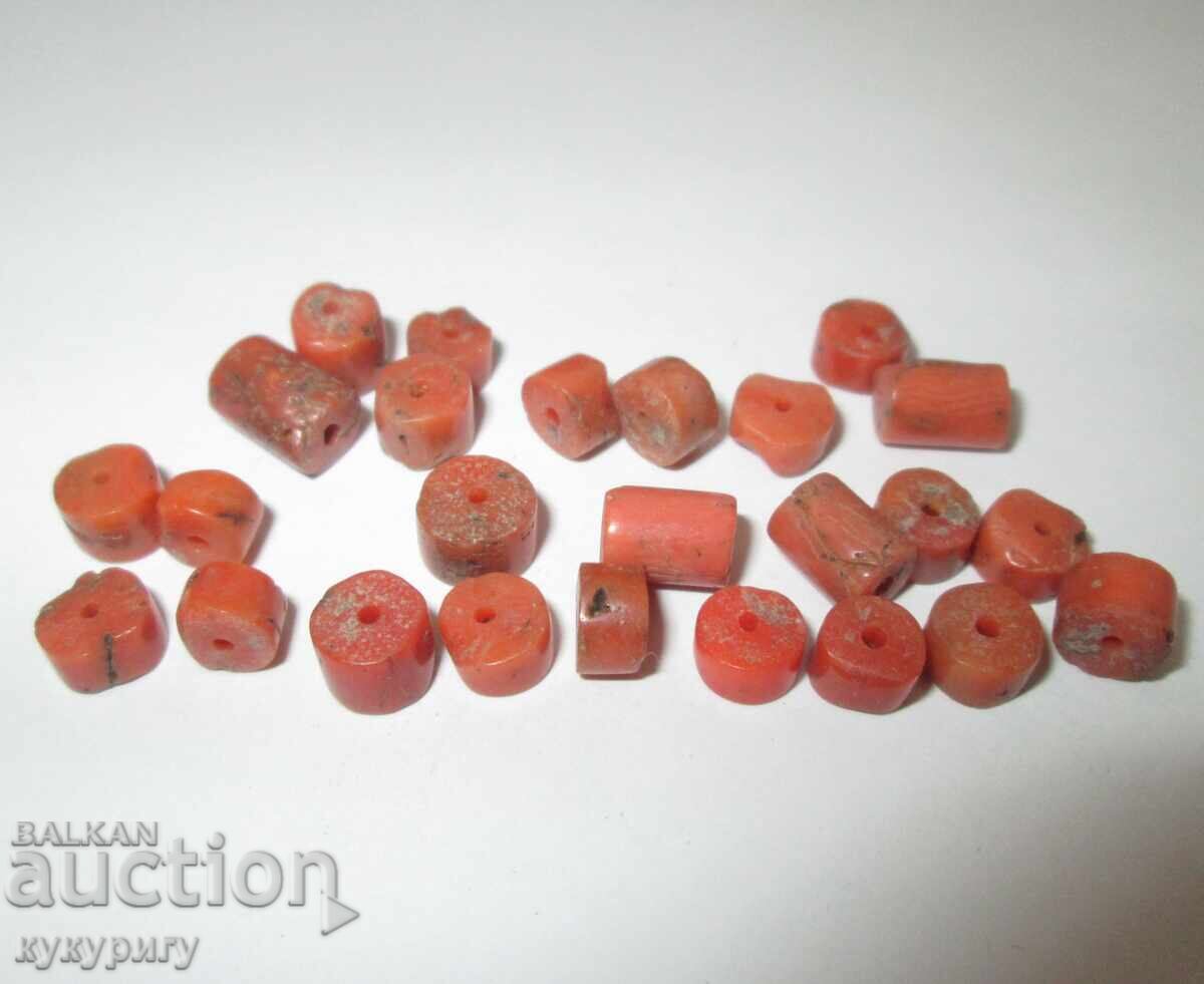 Lot de 25 mărgele din coral roșu natural, piese pentru bijuterii vechi - 5