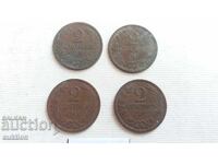 2 stotinki 1912 godina - 4 broya - ne pochisteni