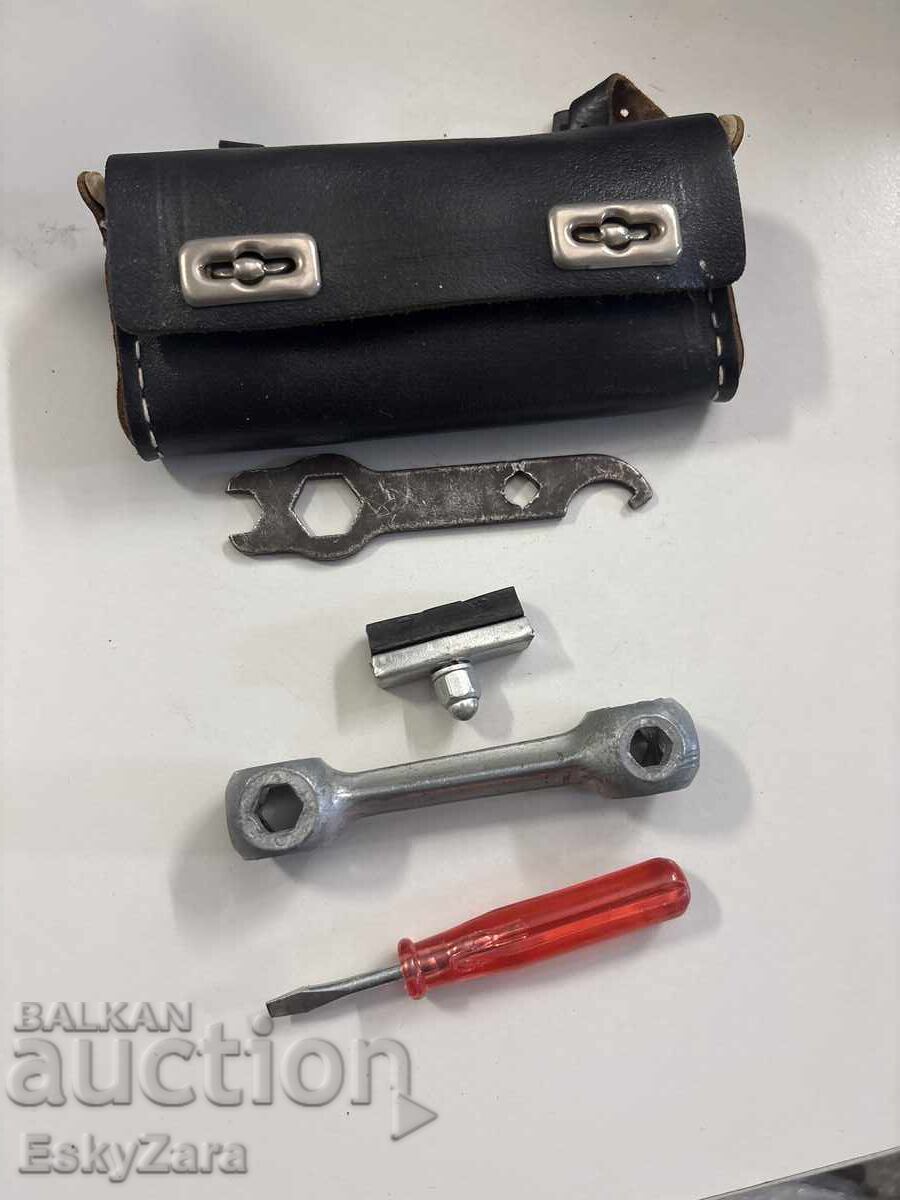 Geantă vintage din piele pentru șaua bicicletei cu chei - 5