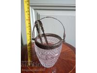 Vintage ice bucket with tongs