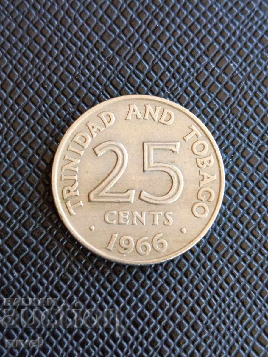 Trinidad și Tobago 25 cenți, 1966