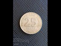 Trinidad și Tobago 25 cenți, 1966