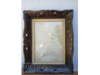 Frame with handmade wood carving