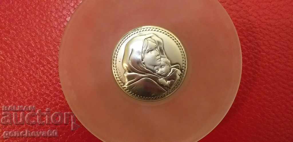 Plachetă icoană din argint Madonna cu certificat