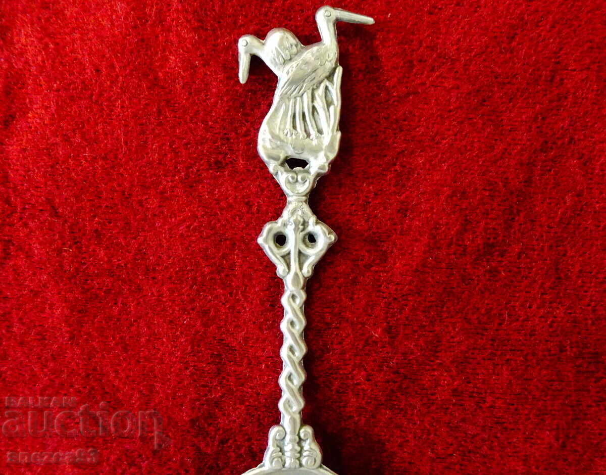Lingură de cositor, Berze, Cuib, Cheie, tablou nuntă de cositor cu preț € 23.00 | 44.98 BGN Lingură de cositor, Berze, Cuib, Cheie, tablou nuntă de cositor cu preț € 23.00 | 44.98 BGN