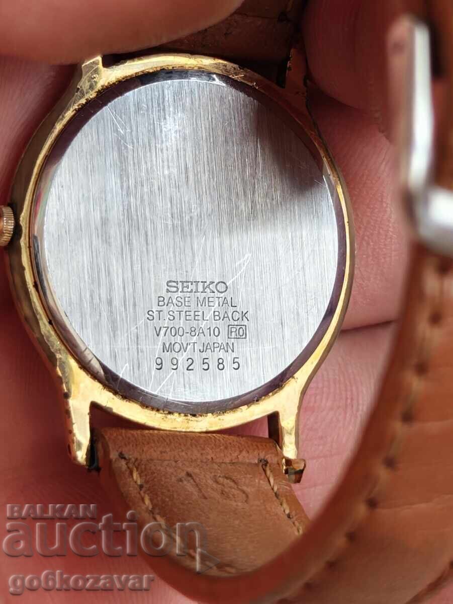 Licitație Ceas de mână bărbătesc SEIKO QUARTZ Japonia anii '90 Placat cu aur Funcțional