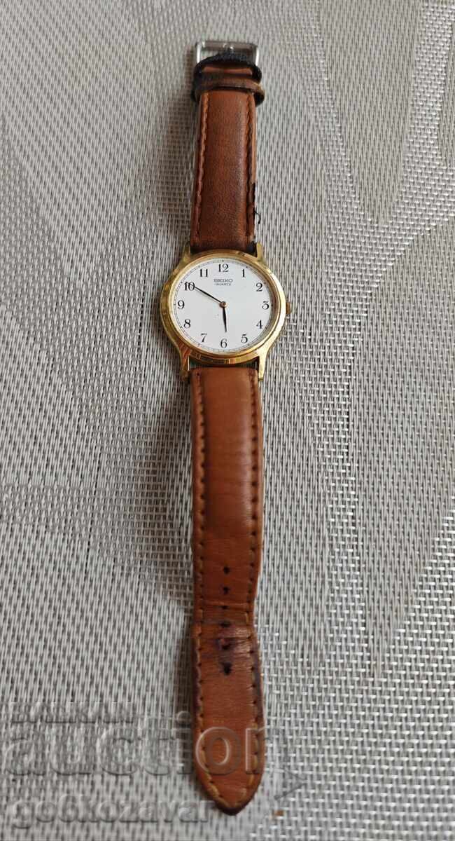Ceas de mână bărbătesc SEIKO QUARTZ Japonia anii '90 Placat cu aur Funcțional - 5
