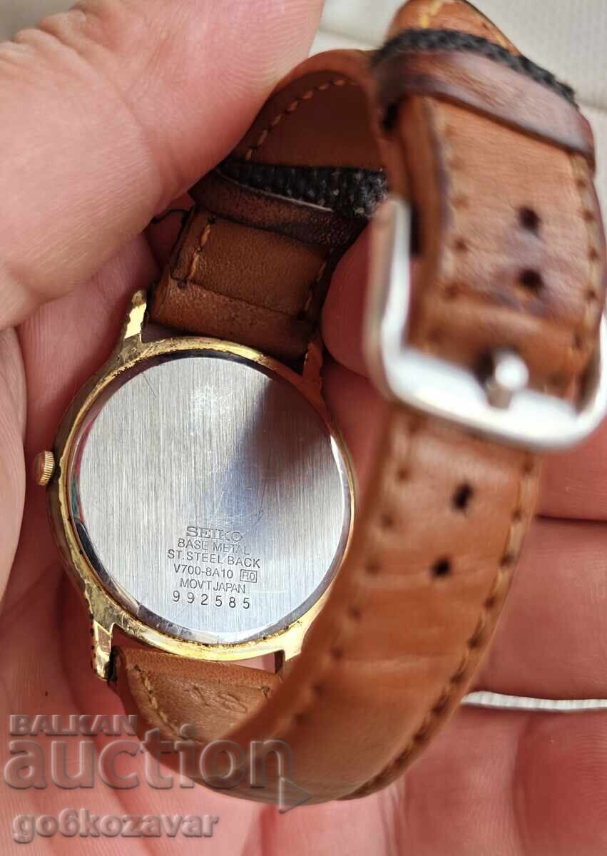 Ceas de mână bărbătesc SEIKO QUARTZ Japonia anii '90 Placat cu aur Funcțional - 6