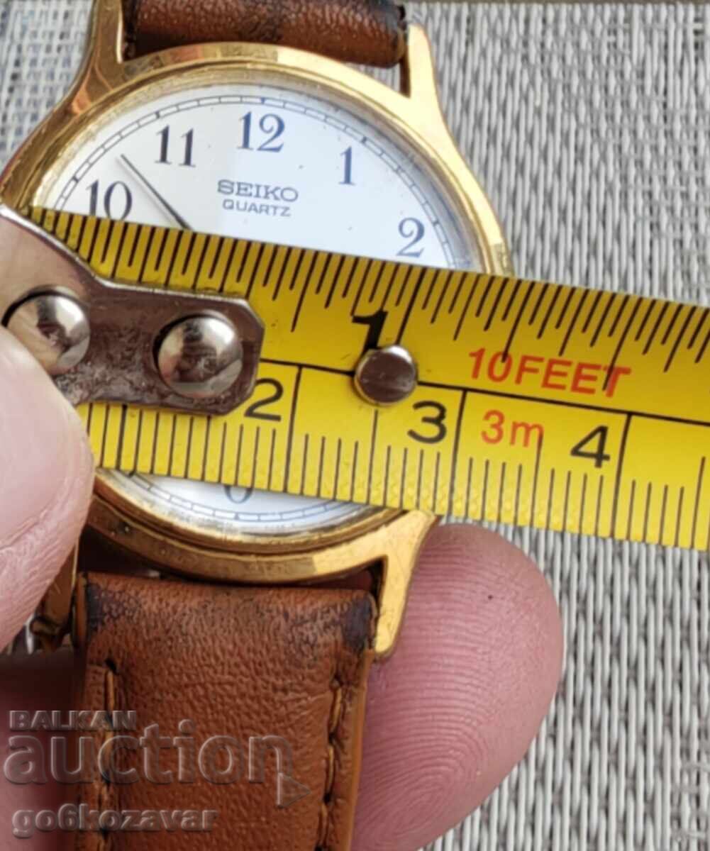 Ceas de mână bărbătesc SEIKO QUARTZ Japonia anii '90 Placat cu aur Funcțional - 7