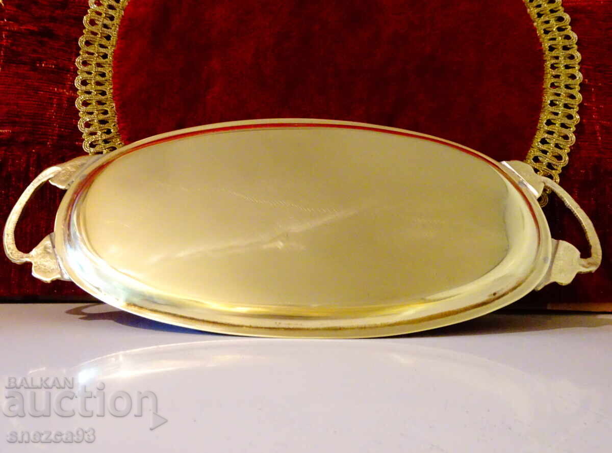 Bronze tray, platter, grapevine, 35 cm., gilding - 6