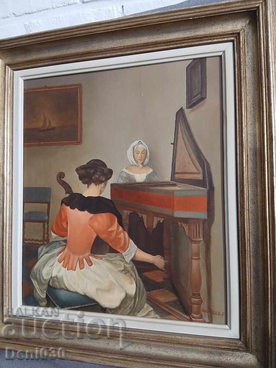 Livrarea Pictură originală veche în ulei pe pânză