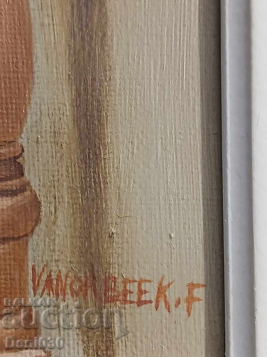 Pictură originală veche în ulei pe pânză - 6