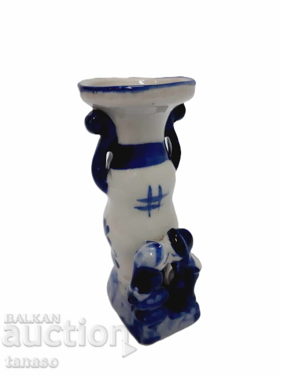 Livrarea Sfeșnic vintage Holland Delft Blue, porțelan, anii 1970, 10 cm