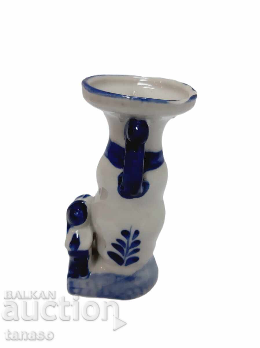 Sfeșnic vintage Holland Delft Blue, porțelan, anii 1970, 10 cm