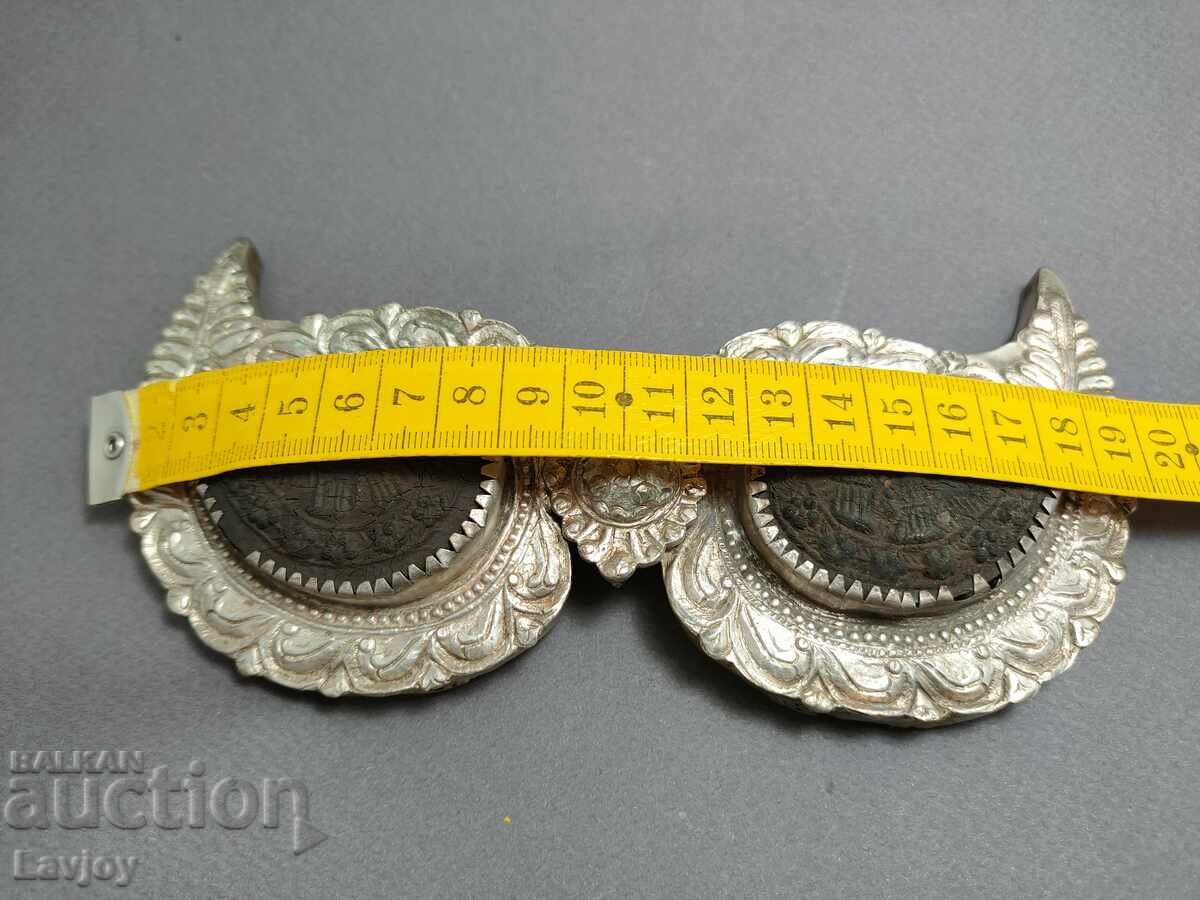Large silver belt buckle angels bone - 6
