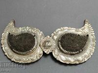 Large silver belt buckle angels bone