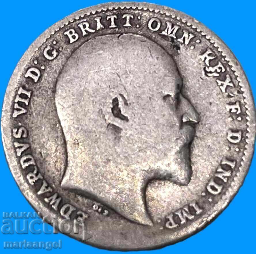 Livrarea 3 pence 1910 Marea Britanie George V argint