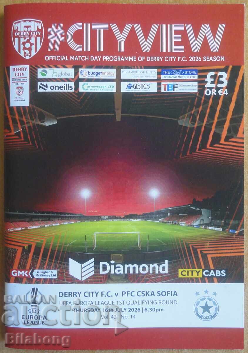 Program de meci Derry City - CSKA, Europa League 2026