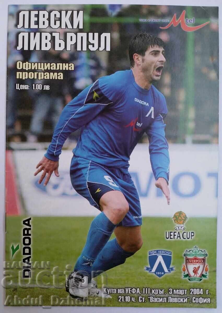 Program de meci Levski - Liverpool 2004