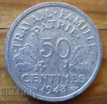 50 de cenți 1943 - Franța (ocupația germană) 50 de cenți 1943 - Franța (ocupația germană)