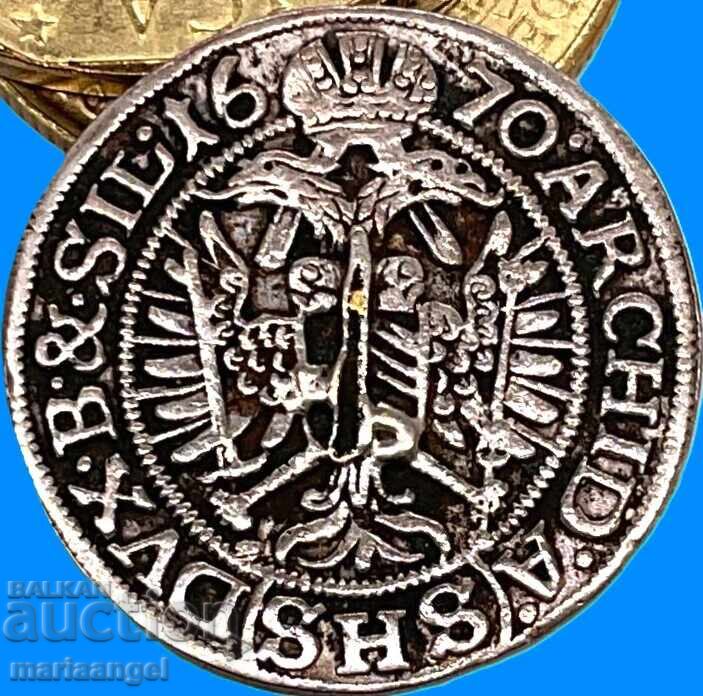 Livrarea 3 crucișoare 1670 Austria Breslau SHS Leopold I argint