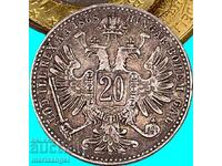 20 kreĭtseri 1868 Austria Franz Joseph argint