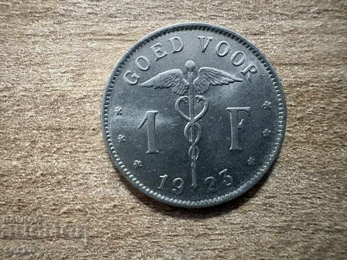 Belgia - 1 franc (1923) - BELGIE Belgia - 1 franc (1923) - BELGIE
