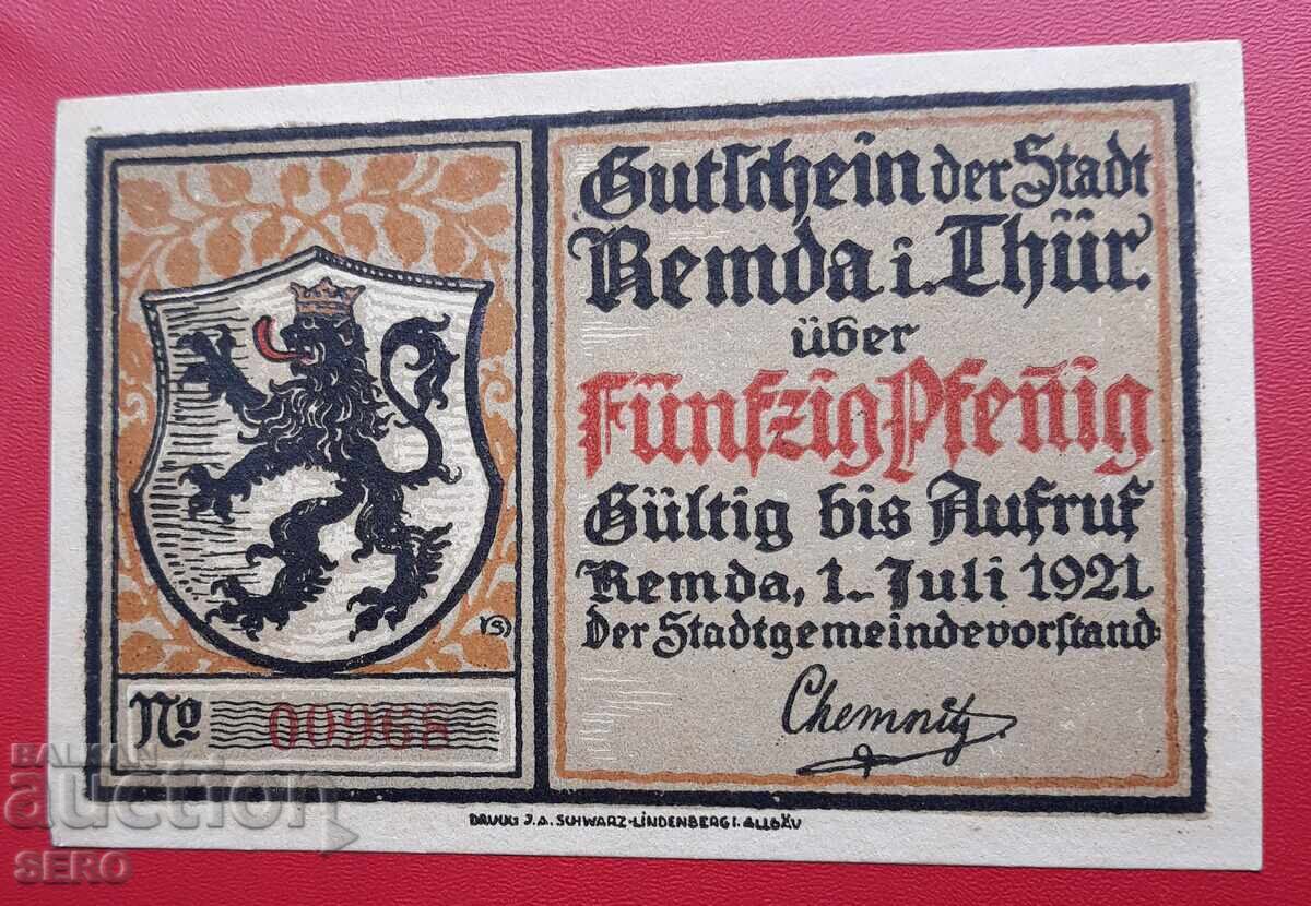Банкнота-Германия-Тюрингия-Ремда-50 пфенига 1921 с цена € 1.00 | 1.96 лв.