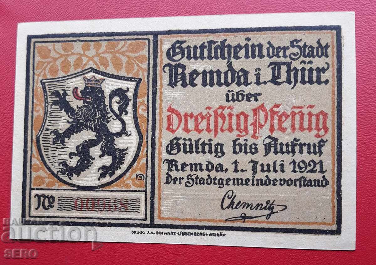 Банкнота-Германия-Тюрингия-Ремда-30 пфенига 1921 с цена € 1.00 | 1.96 лв.