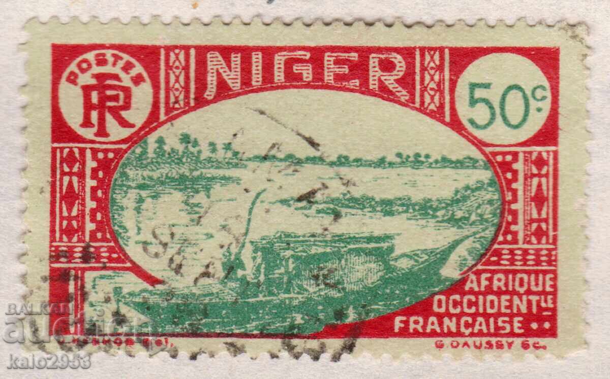 Niger francez-1926-Poștală-Barcă pe fluviul Niger, MLH