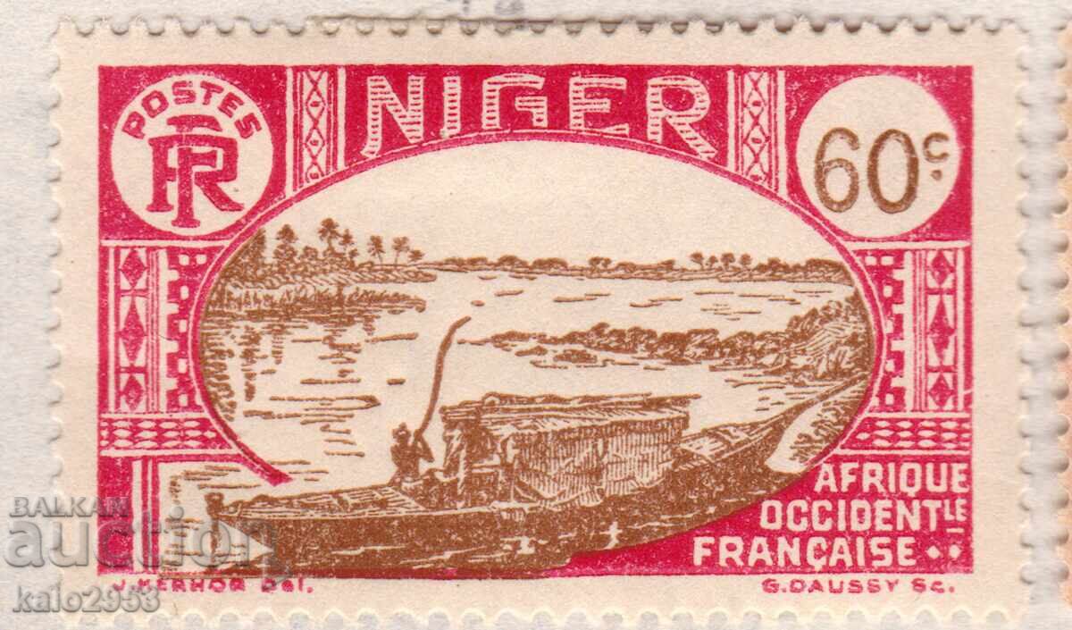 Niger francez-1926-Poștală-Barcă pe fluviul Niger, MLH