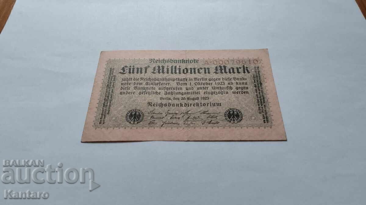 Bancnotă - GERMANIA - 5.000.000 de mărci - 1923 cu preț € 3.00 | 5.87 BGN