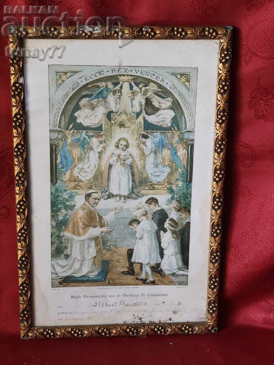 Document religios vintage cu Certificat de autenticitate