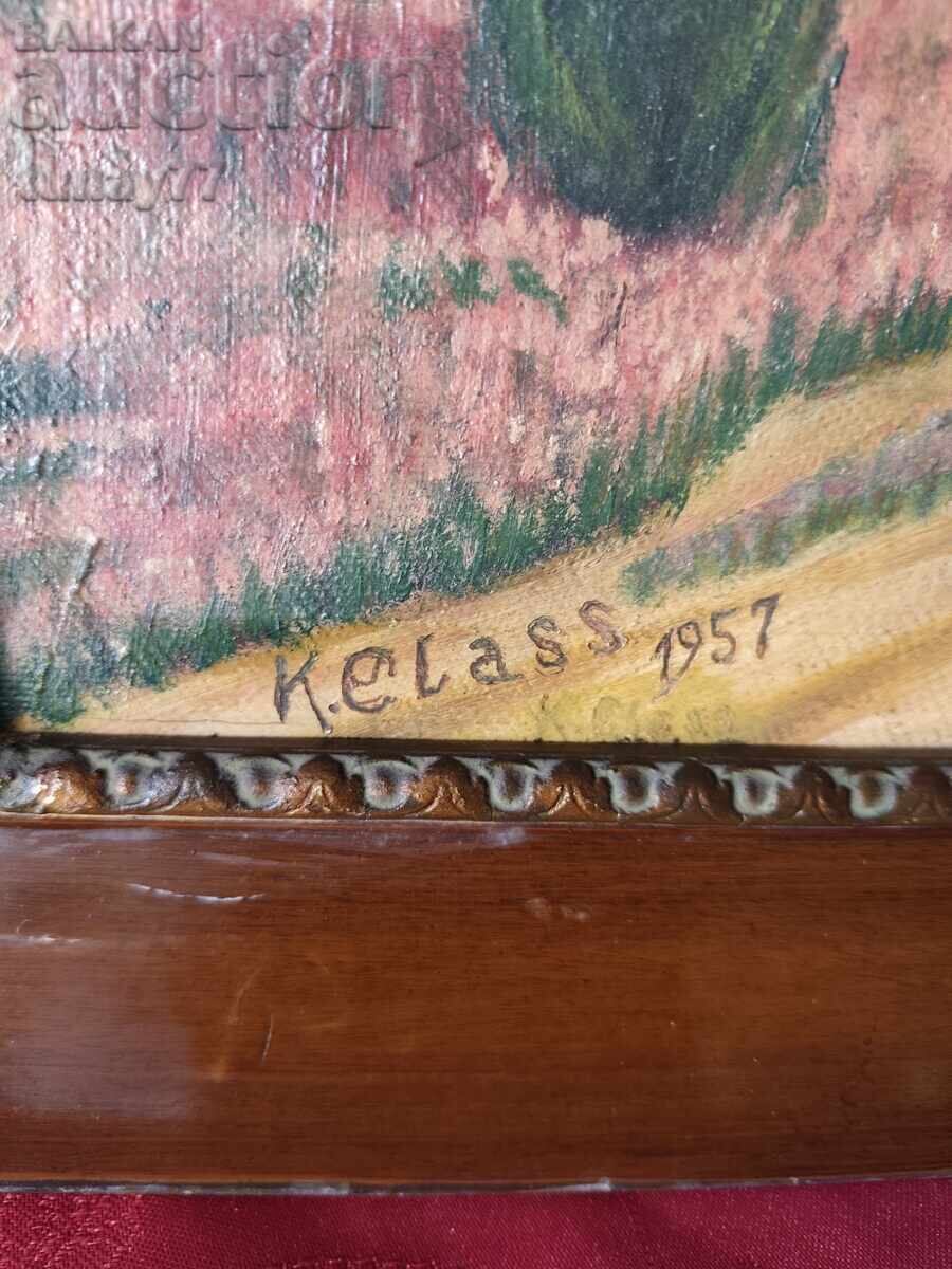 Auction Vintage oil painting 1957 Signed Auction Vintage oil painting 1957 Signed