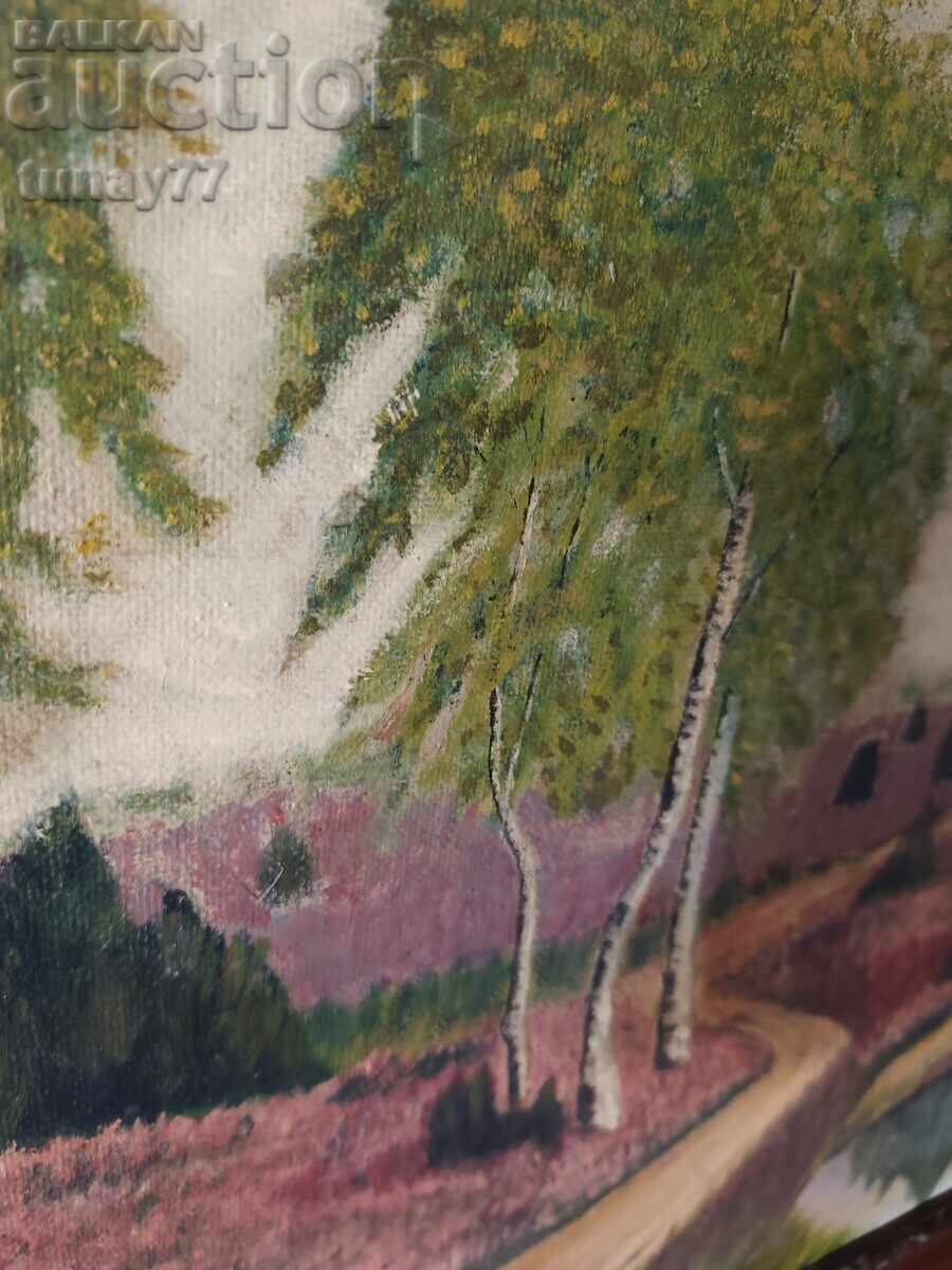 Delivery of Vintage oil painting 1957 Signed Delivery of Vintage oil painting 1957 Signed