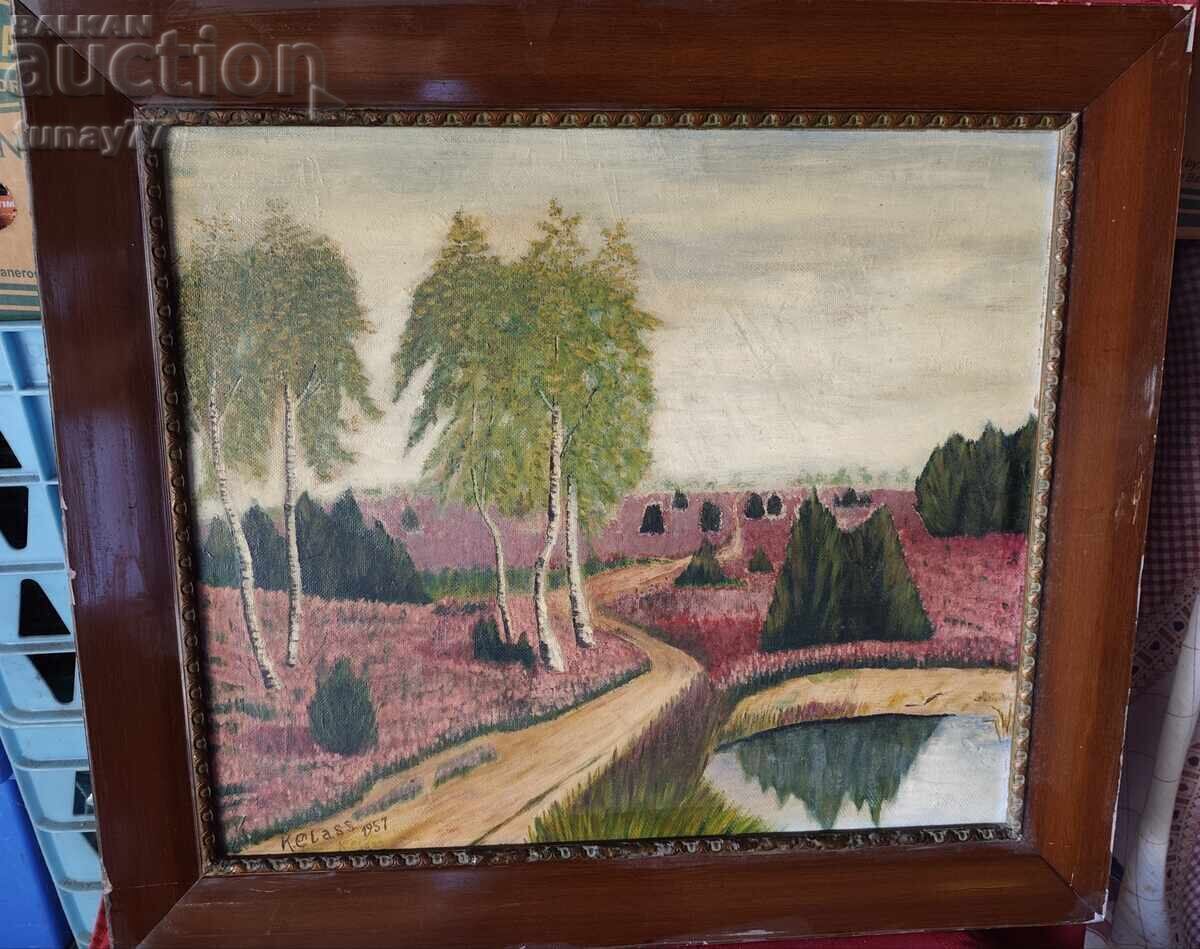 Vintage oil painting 1957 Signed Vintage oil painting 1957 Signed