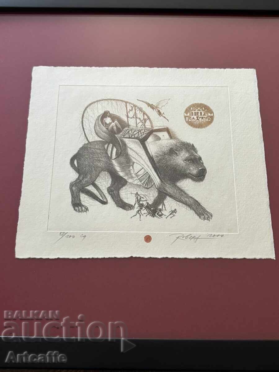 Auction  Robert Baramov - drypoint etching, signed, 2000, framed