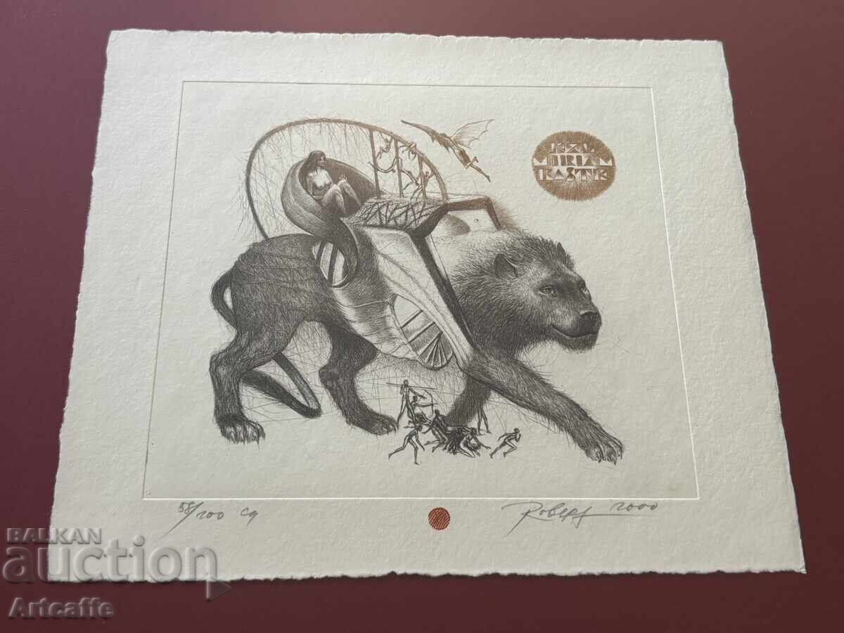 Delivery of Robert Baramov - drypoint etching, signed, 2000, framed