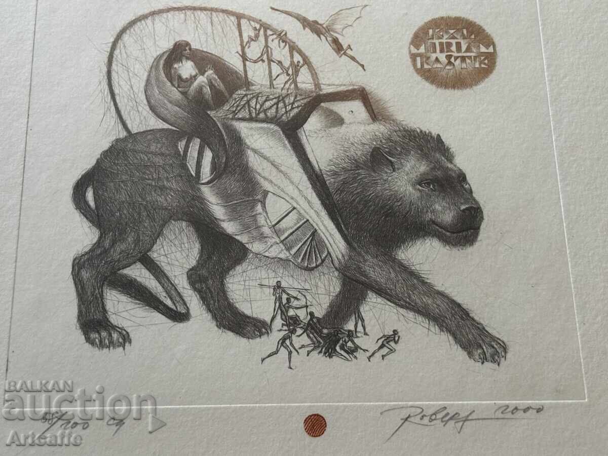 Robert Baramov - drypoint etching, signed, 2000, framed - 5