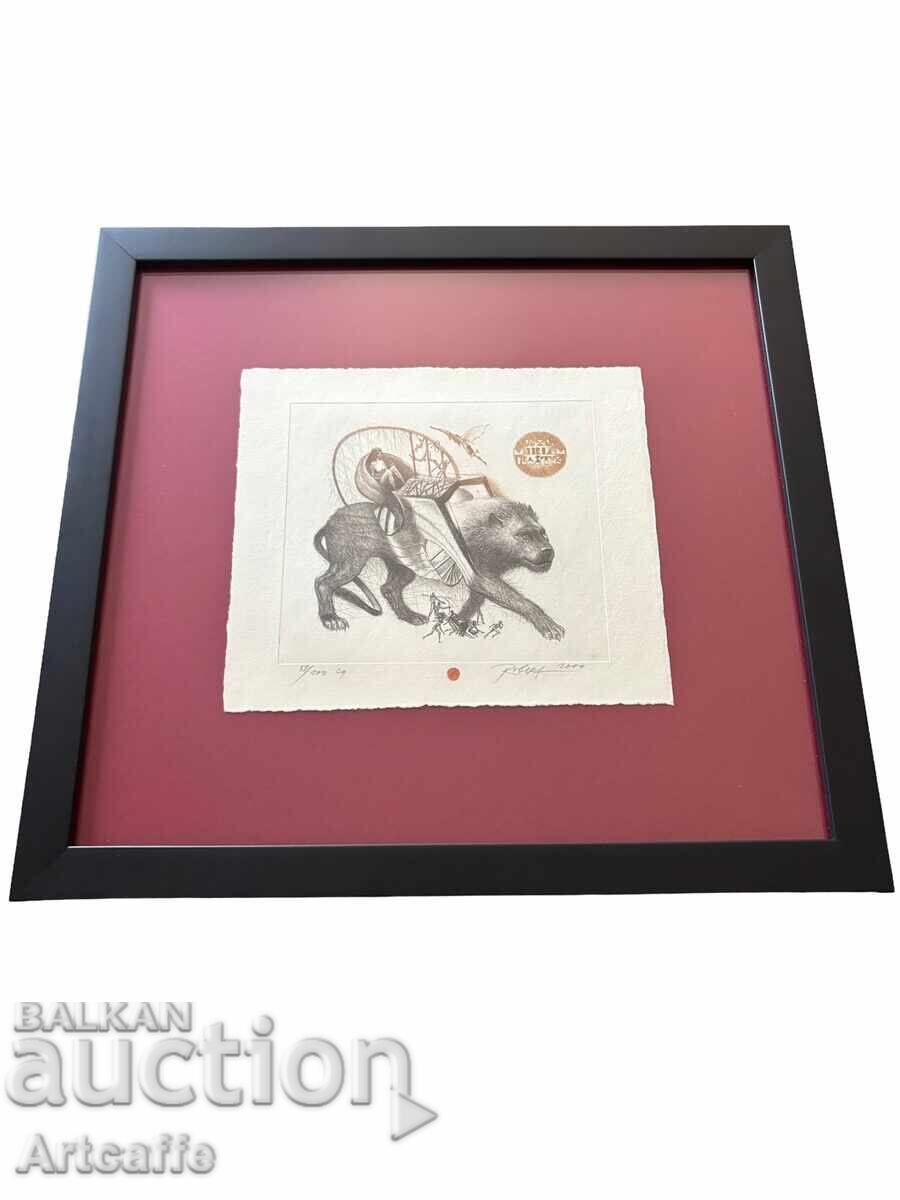 Robert Baramov - drypoint etching, signed, 2000, framed