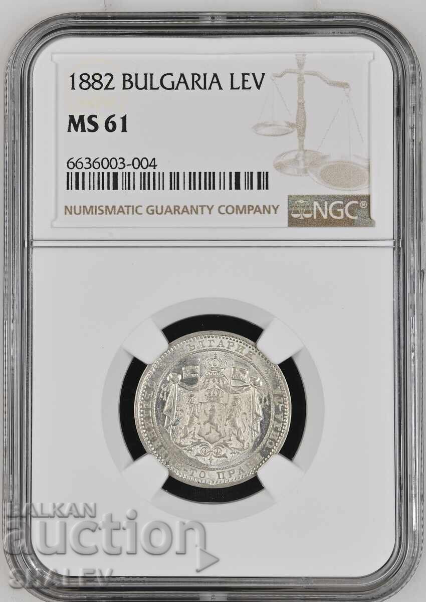 1 leu 1882 Principatul Bulgariei - MS61 NGC