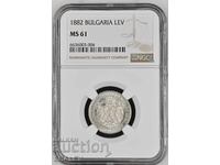1 leu 1882 Principatul Bulgariei - MS61 NGC