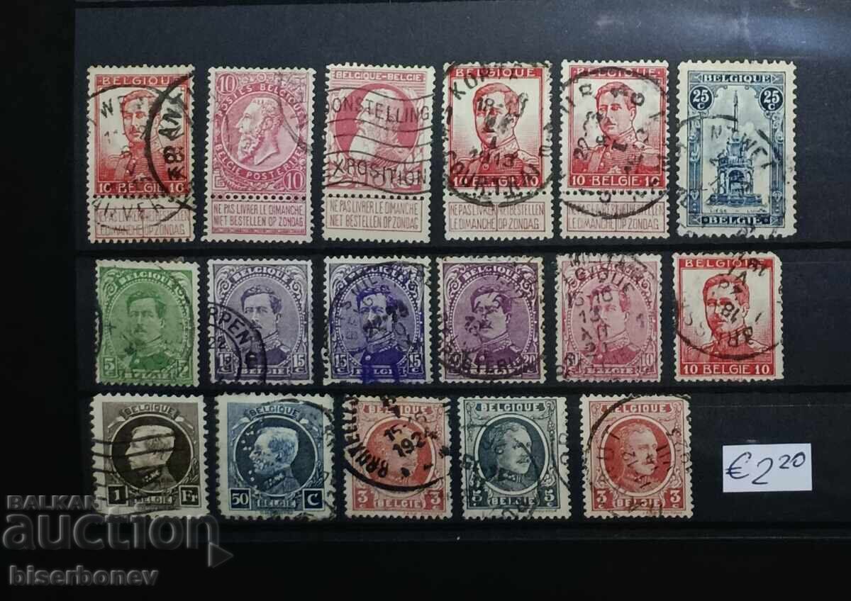 Belgia, 1862 - 1925, urme de șarniere filatelice